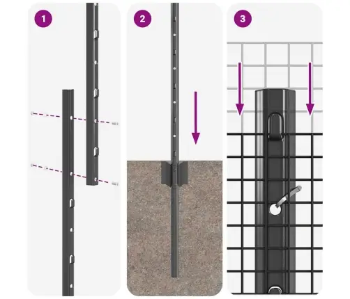 Tvora Su Stulpais Pilka 1,2 X 10 M Plienas Ir Pvc