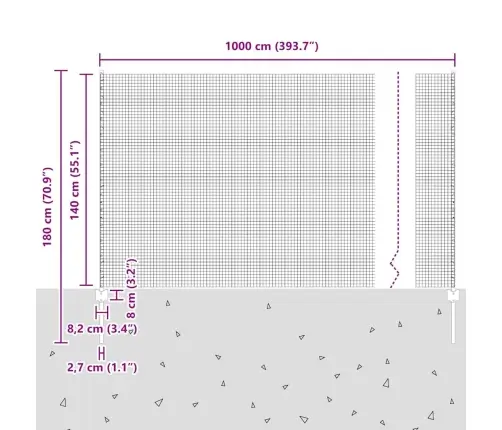 Metināts Stiepļu Žogs Ar 10 U Stabiem Pelēks 1.4X10 M Tērauds Vidaxl
