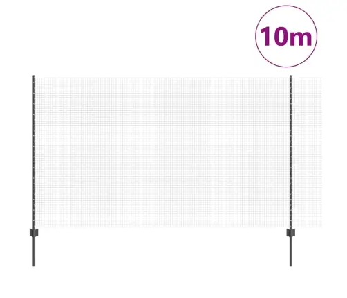 Metināts Stiepļu Žogs Ar 10 U Stabiem Pelēks 1.4X10 M Tērauds Vidaxl