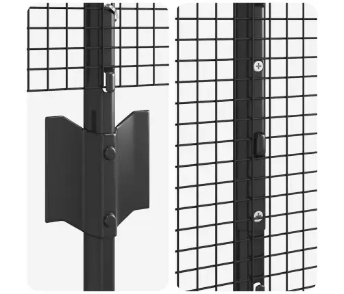 Metināts Stieples Žogs Ar 10 U Stabiem Pelēks 1.6X10 M Tērauds Vidaxl