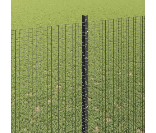 Metināts Stieples Žogs Ar 10 U Stabiem Pelēks 1.6X10 M Tērauds Vidaxl