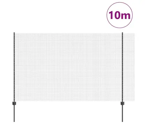 Metināts Stieples Žogs Ar 10 U Stabiem Pelēks 1.6X10 M Tērauds Vidaxl