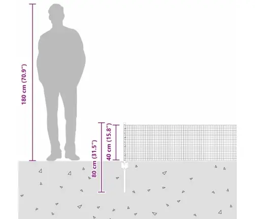 Tvora Su Stulpais Pilka 0.4 X 25 M Plienas
