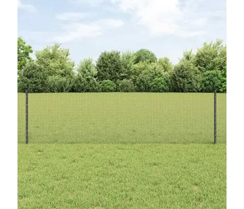 Metināts Vadu Žogs Ar 11 U Stabiem Pelēks 0.6X25 M Tērauds Vidaxl