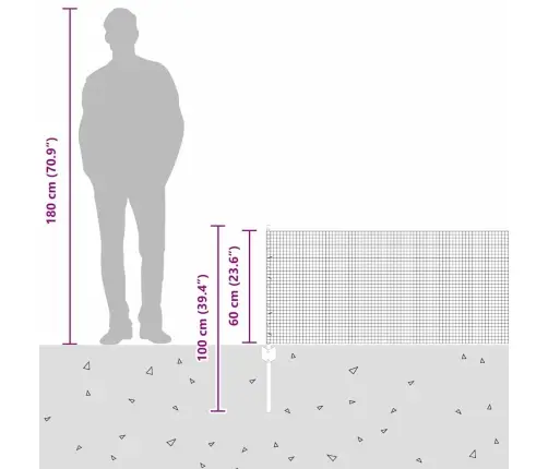 Metināts Vadu Žogs Ar 11 U Stabiem Pelēks 0.6X25 M Tērauds Vidaxl