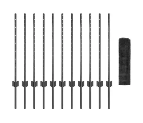Tvora Su Stulpais Pilka 0,8 X 25 M Plienas Ir Pvc