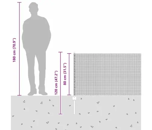 Tvora Su Stulpais Pilka 0,8 X 25 M Plienas Ir Pvc