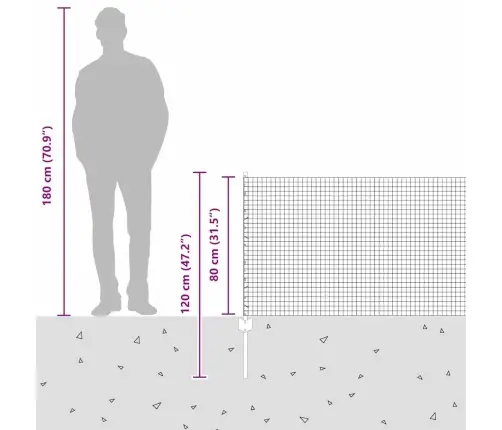 Tvora Su Stulpais Pilka 0.8 X 25 M Plienas