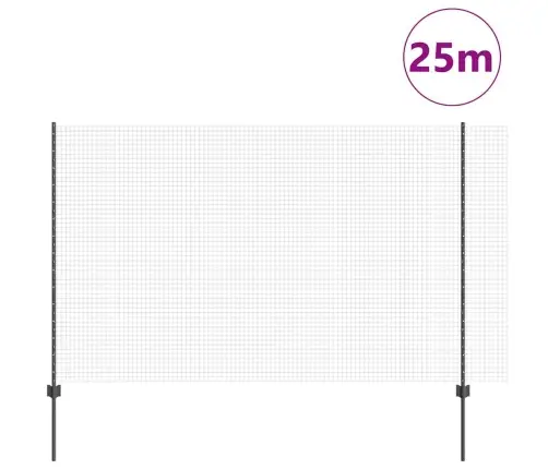 Viengabalainā Metāla Žoga Ar 22 U Stabiem Pelēks 1,5X25 M Tērauds Vidaxl