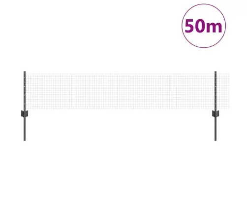 Vīlētu Stieņu Žogs Ar 22 U Stabiem Pelēks 0.4X50 M Tērauds Vidaxl