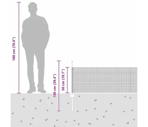 Tvora Su Stulpais Pilka 0.5 X 50 M Plienas