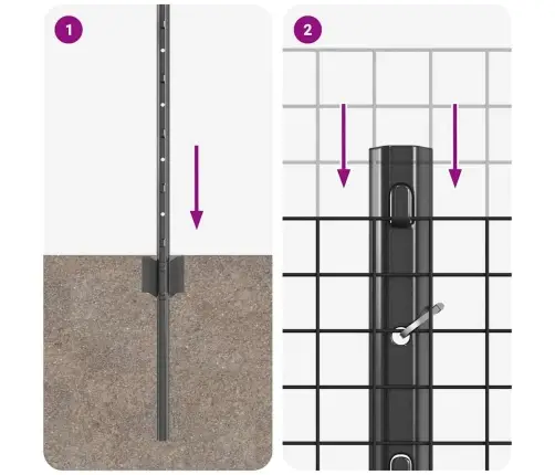 Tvora Su Stulpais Pilka 0,6 X 50 M Plienas Ir Pvc