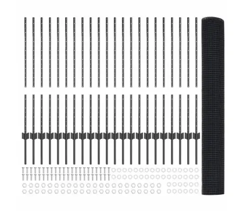 Metināta Stieple Ar 44 U Stabiem Pelēks 1X50 M Tērauda Vidaxl