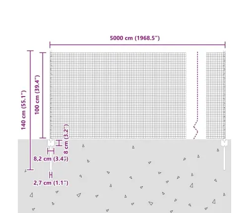 Tvora Su Stulpais Pilka 1 X 50 M Plienas