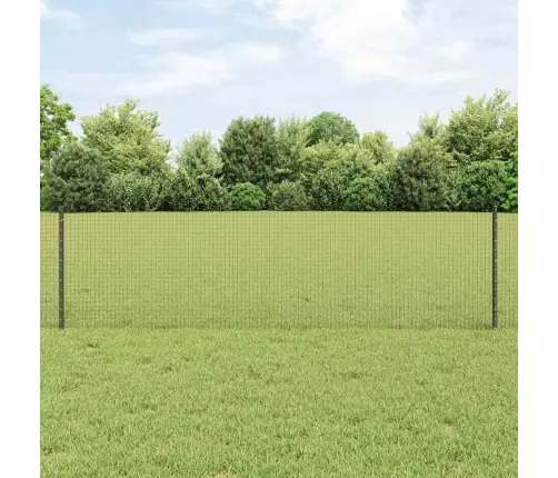 Veltā Dwire Žogs Ar 44 U Stabiem Pelēks 0.6X100 M Tērauds Vidaxl