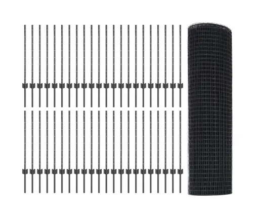 Tvora Su Stulpais Pilka 0,8 X 100 M Plienas Ir Pvc