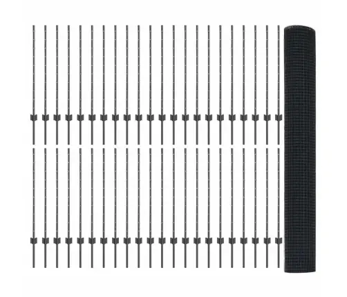 Metināto Stieples Žogs Ar 88 U Stabiem Pelēks 1X100 M Tērauds Vidaxl