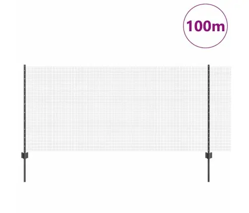 Pelēkais Stieplju Žogs Ar 88 U Stabiem 1X100 M Tērauda Vidaxl