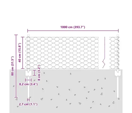 Tvora Su Stulpais Žalia 0.4 X 10 M Plienas