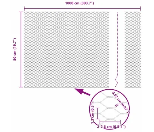 Tvora Su Stulpais Žalia 0.5 X 10 M Plienas