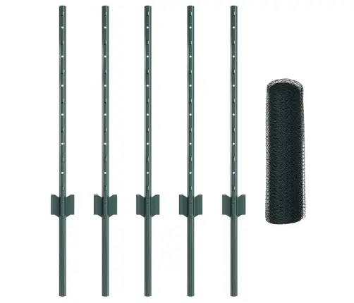 Žogu Stabi 5 Gab. U-Kanāls Zaļš 100 Cm Tērauds Vidaxl