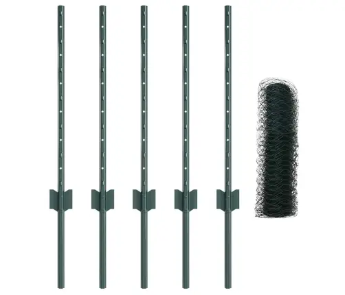 Žogu Stabi 11 Gabali U-Kanāls Zaļš 120 Cm Tērauds Vidaxl