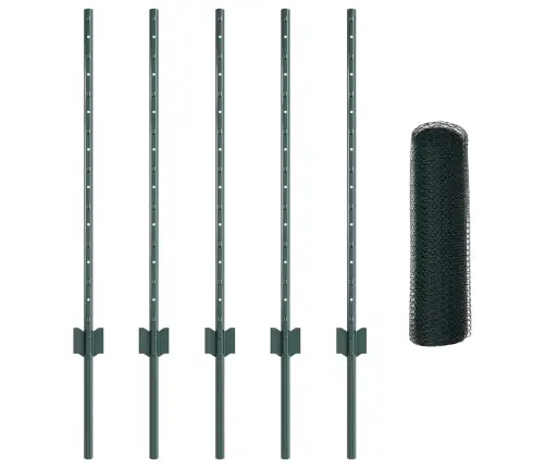 Tvora Su Stulpais Žalia 0,8 X 10 M Plienas Ir Pvc