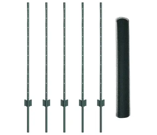 Žogu Stabi 5 Gab. U-Kanāla Zaļš 100 Cm Tērauds Vidaxl