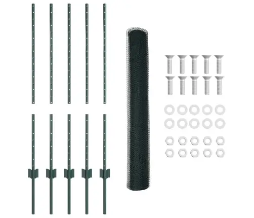 Žogu Stabi 5 Gab. U-Kanāla Zaļš 100 Cm Tērauds Vidaxl