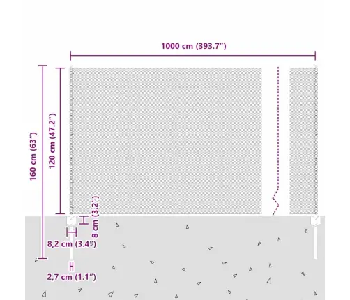 Tvora Su Stulpais Žalia 1.2 X 10 M Plienas