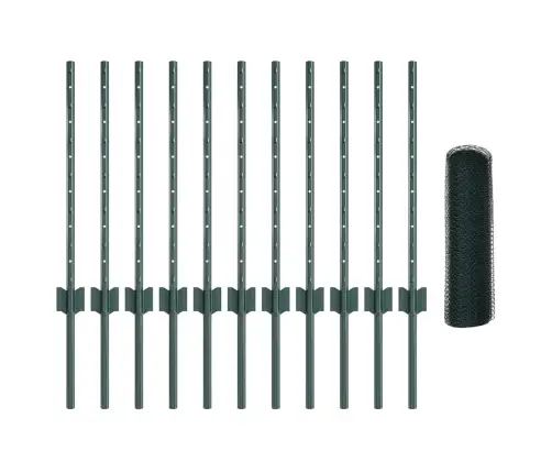 Dārza Žoga Komplekts 2 Daļas Zaļš Pvc Pārklāts Tērauds 25 X 0.5 M Vidaxl