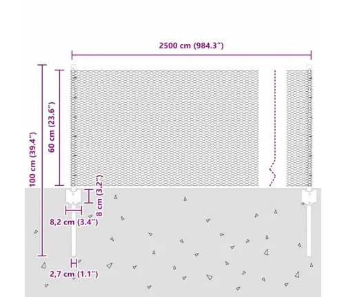 Tvora Su Stulpais Žalia 0.6 X 25 M Plienas