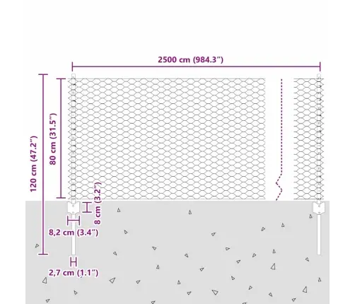 Žoga Stabi 11 Gab. U-Kanāls Zaļš 80 Cm Tērauds Vidaxl