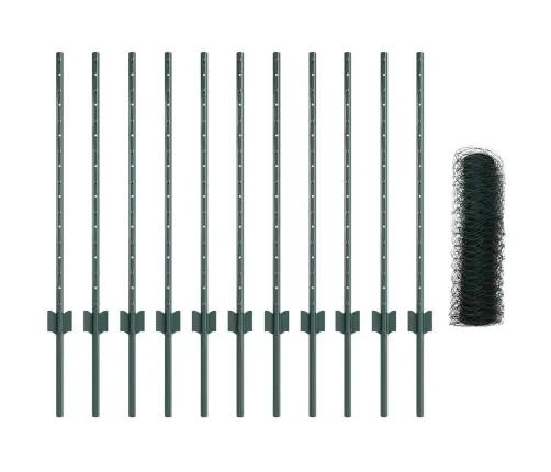 Žogu Stabi 11 Gab. U-Kanāls Zaļais 80 Cm Tērauds Vidaxl