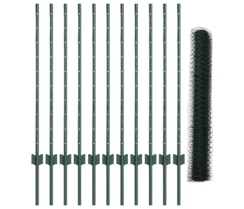 Dārza Žogu Komplekts 2 Gab. Zaļš Metāls 25 X 1 M Izturīgs Vidaxl