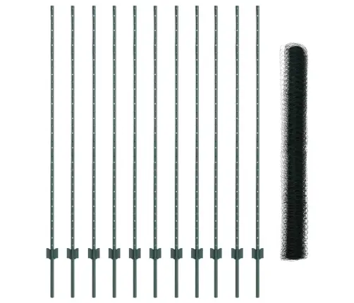 Dārza Žogu Komplekts 2 Gabali Zaļš Metāls, Plastmasa 25 X 1.5 M Vidaxl