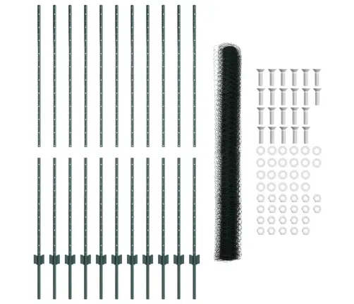 Dārza Žogu Komplekts 2 Gabali Zaļš Metāls, Plastmasa 25 X 1.5 M Vidaxl