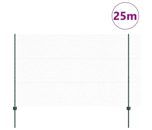 Dārza Žogu Komplekts 2 Gabali Zaļš Metāls, Plastmasa 25 X 1.5 M Vidaxl