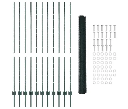 Žogu Stabi 11 Gab. U-Kanāls Zaļš 160 Cm Tērauds Vidaxl
