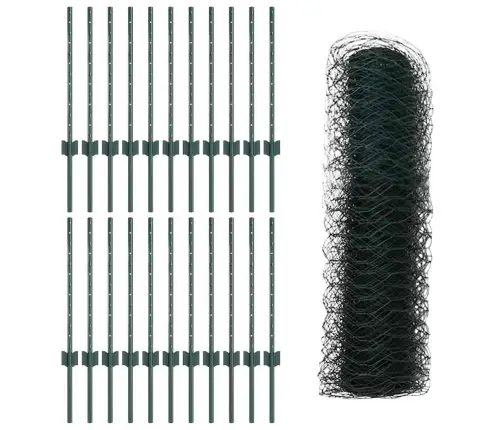 Žogu Stabi 11 Gab. U-Kanāls Zaļš 60 Cm Tērauds Vidaxl