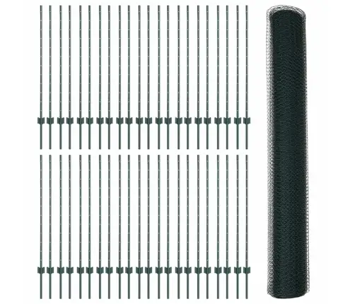 Dārza Balsti 11 Gab. U-Kanāls Zaļā 120 Cm Tērauds Vidaxl
