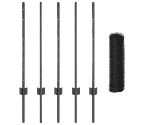 Žogu Stabi 5 Gabalu U-Kanāls Pelēks 80 Cm Tērauds Vidaxl