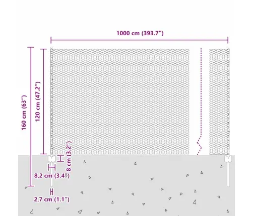 Žoga Stabi 10 Gabalu U-Kanāls Pelēks 120 Cm Tērauds Vidaxl