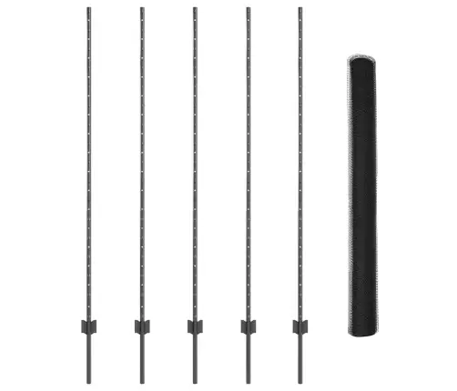 Tvora Su Stulpais Pilka 1,5 X 10 M Plienas Ir Pvc