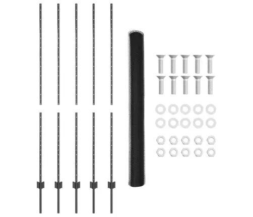 Tvora Su Stulpais Pilka 1,5 X 10 M Plienas Ir Pvc