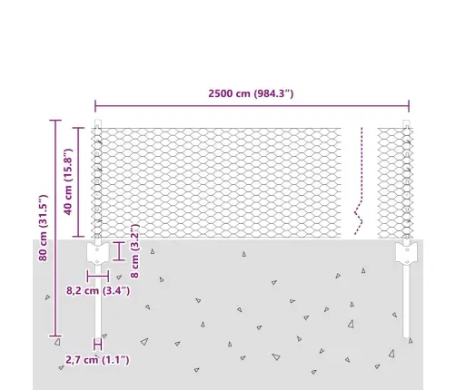 Žogu Stabi 11 Gab U-Kanāls Pelēks 40 Cm Tērauds Vidaxl