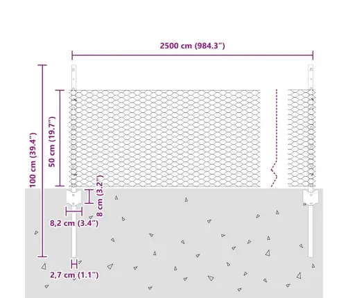 Tvora Ir Stulpas Pilka 0,5 X 25 M Plienas