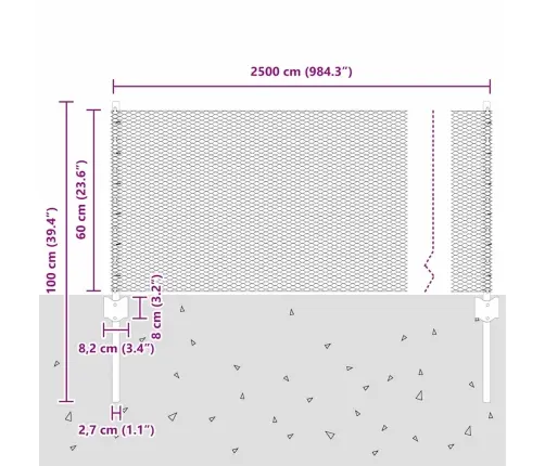 Žoga Stabi 11 Gab U-Kanāls Pelēks 60 Cm Tērauds Vidaxl