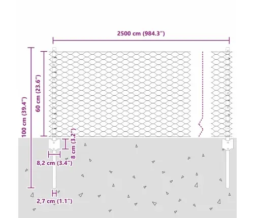 Žogu Stabi 11 Gab U-Kanāls Pelēks 60 Cm Tērauds Vidaxl
