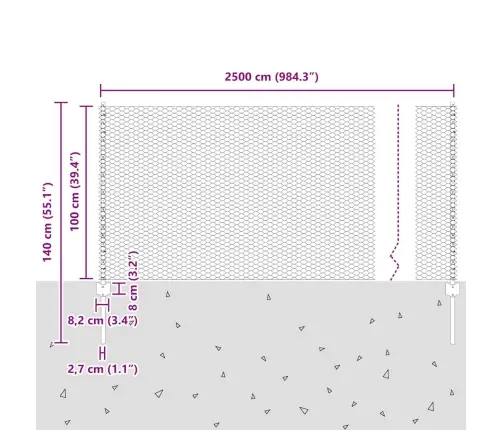 Tvora Su Stulpais Pilka 1 X 25 M Plienas